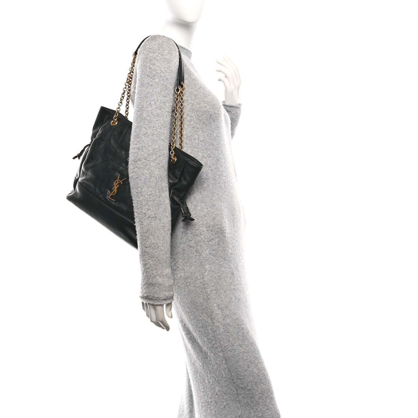 Lambskin Small Jamie Shopping Tote Black