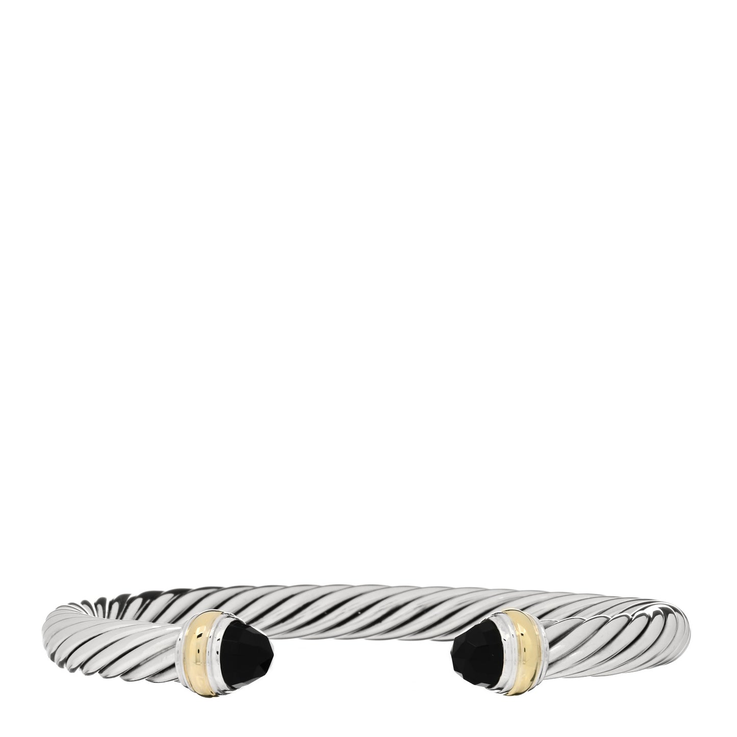 Sterling Silver 14K Yellow Gold Black Onyx 7mm Cable Classics Bracelet