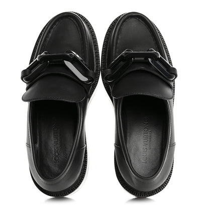 Louis Vuitton Calfskin Oversized Chain Academy Loafers 35 Black 2 of 12