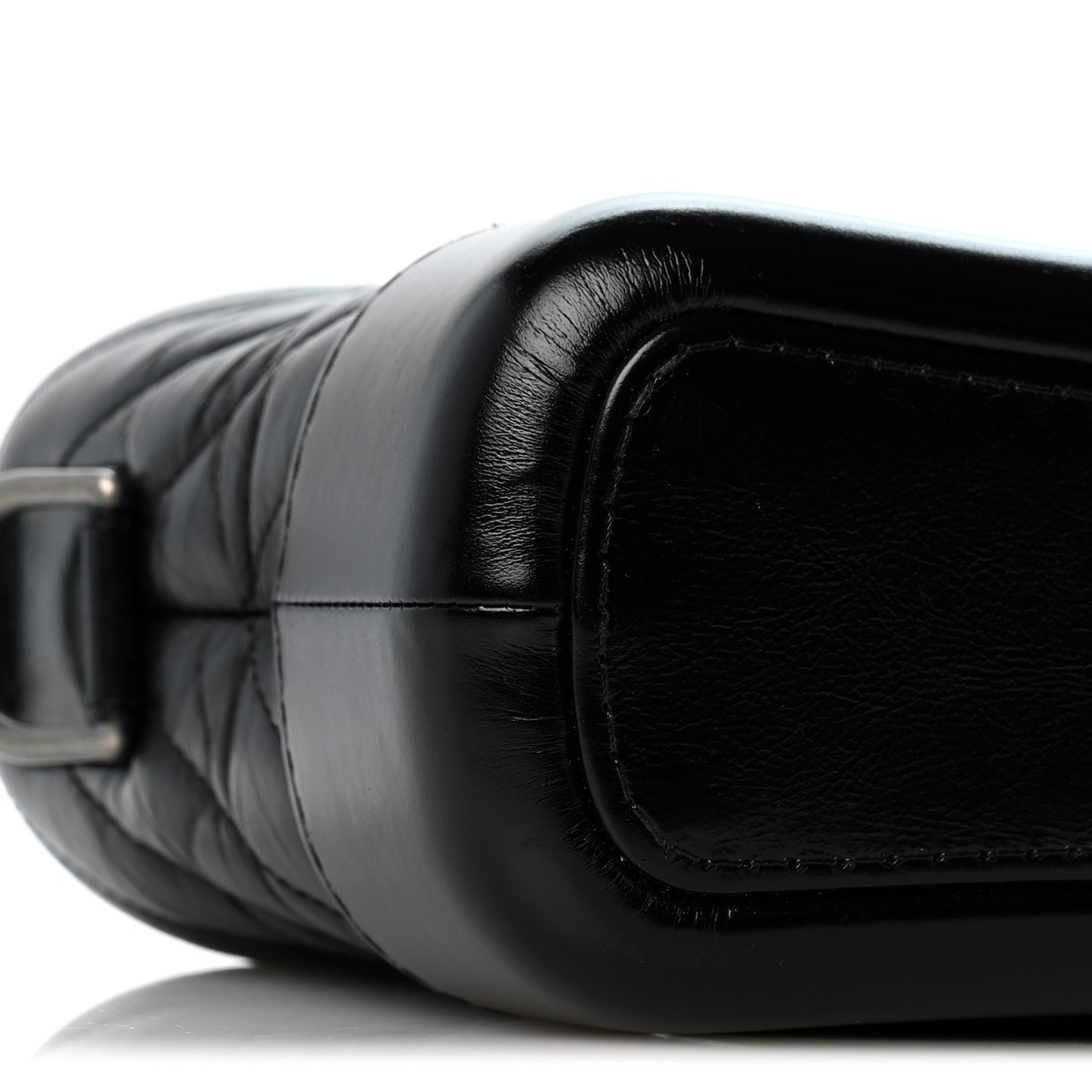 Aged Calfskin Chevron Quilted Small Gabrielle Hobo Black