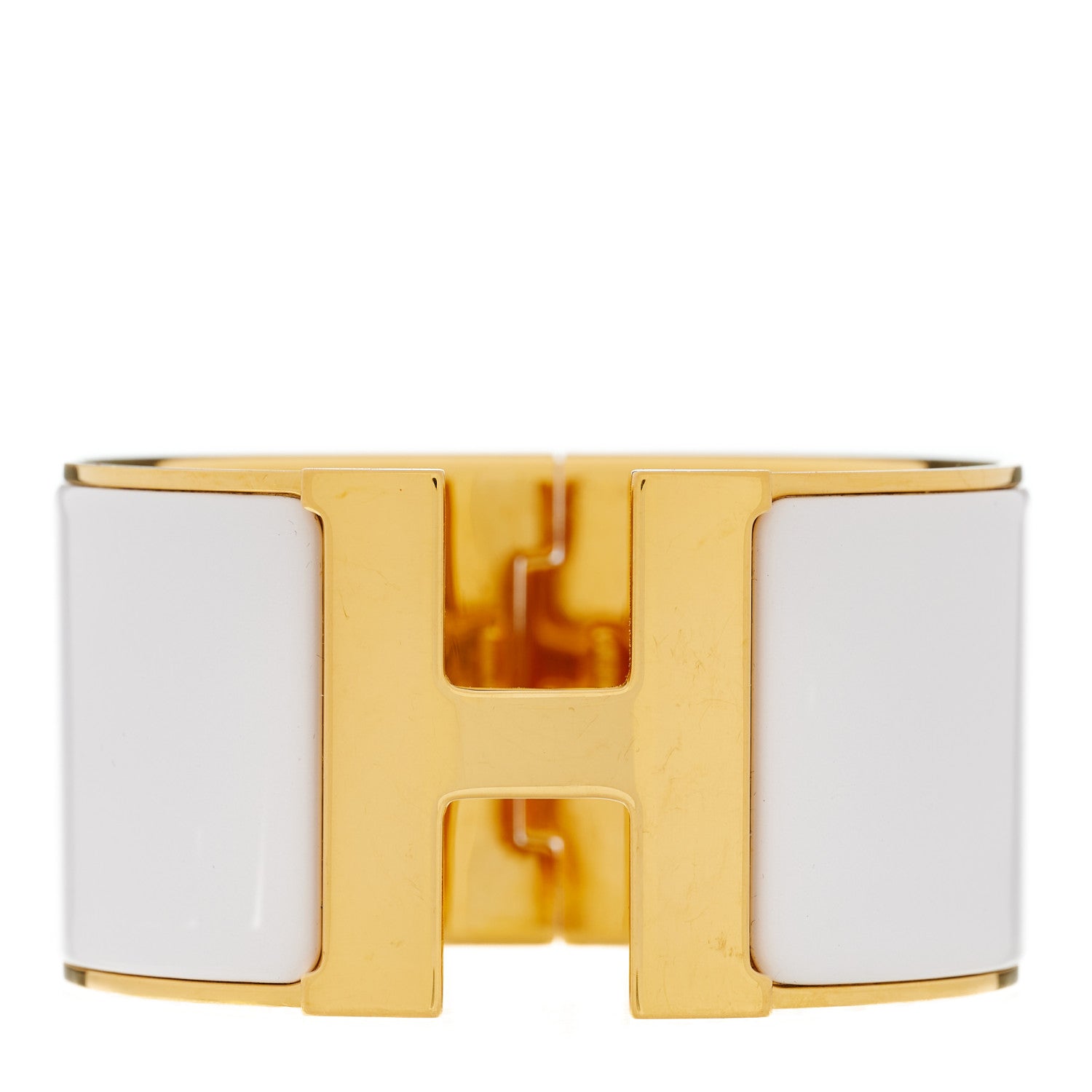 Hermes Enamel Extra Wide Clic Clac H Bracelet PM White 1 of 5
