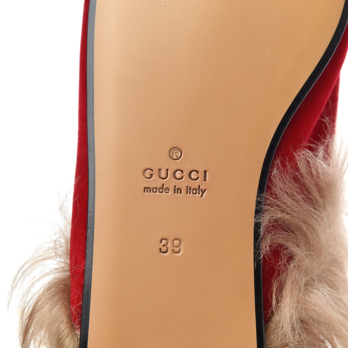 Velvet Fur Womens Princetown Slippers 39 Hibiscus Red