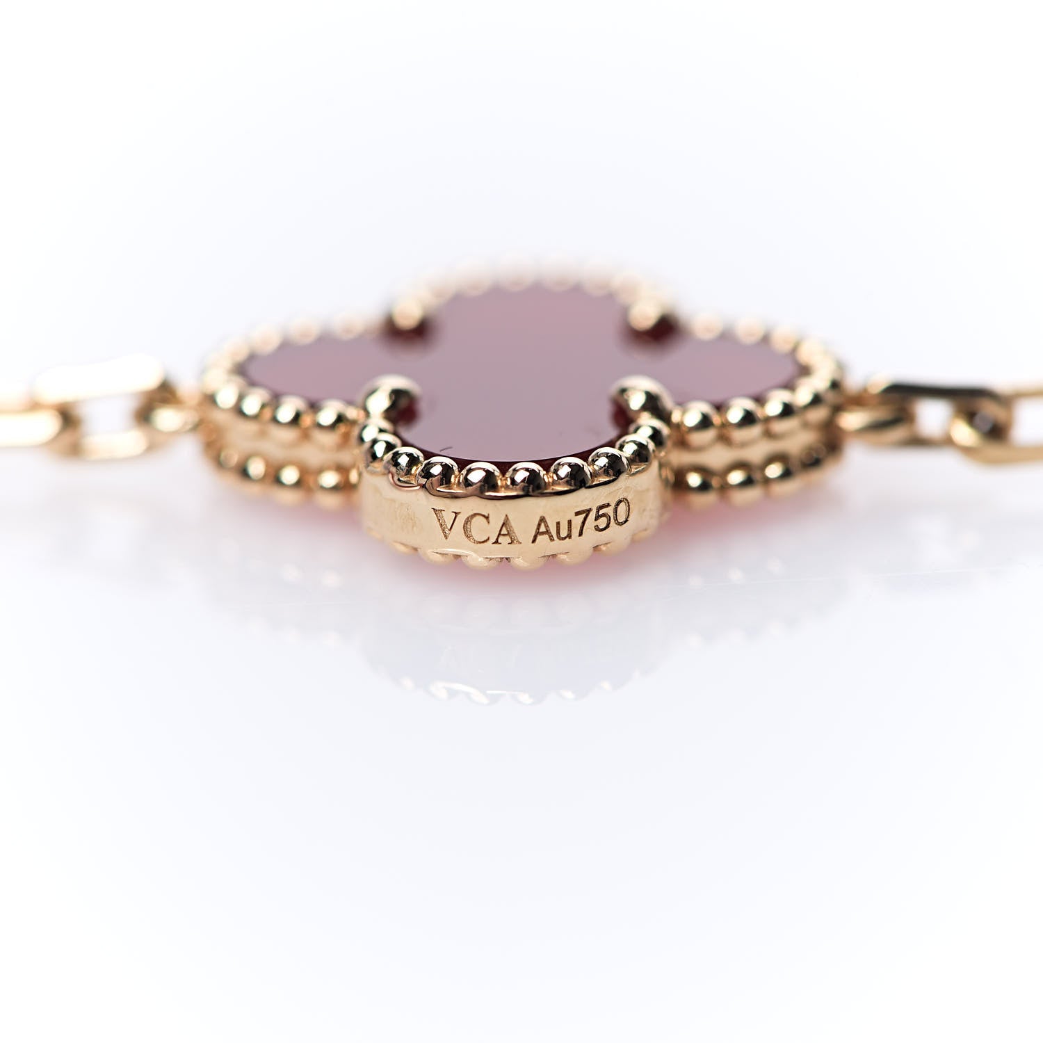 Van Cleef & Arpels 18K Yellow Gold Carnelian 5 Motifs Vintage Alhambra Bracelet 3 of 7