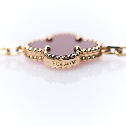 Van Cleef & Arpels 18K Yellow Gold Carnelian 5 Motifs Vintage Alhambra Bracelet 3 of 7
