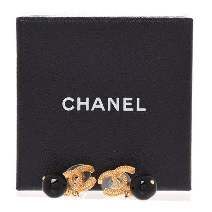 Chanel CC Bead Drop Earrings Gold Black 6 of 6