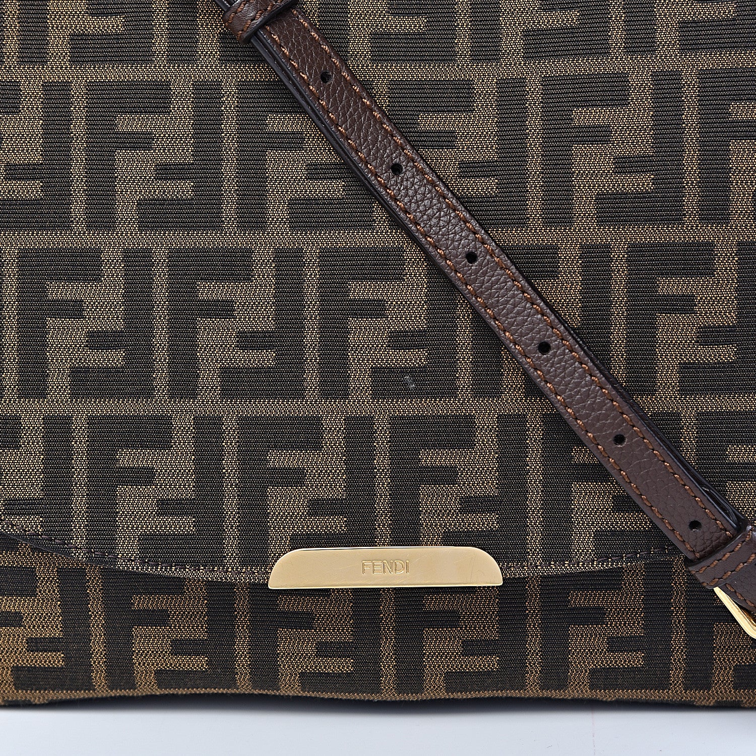 Fendi Zucca Vitello Artic Messenger Bag Tobacco Castagna 10 of 12