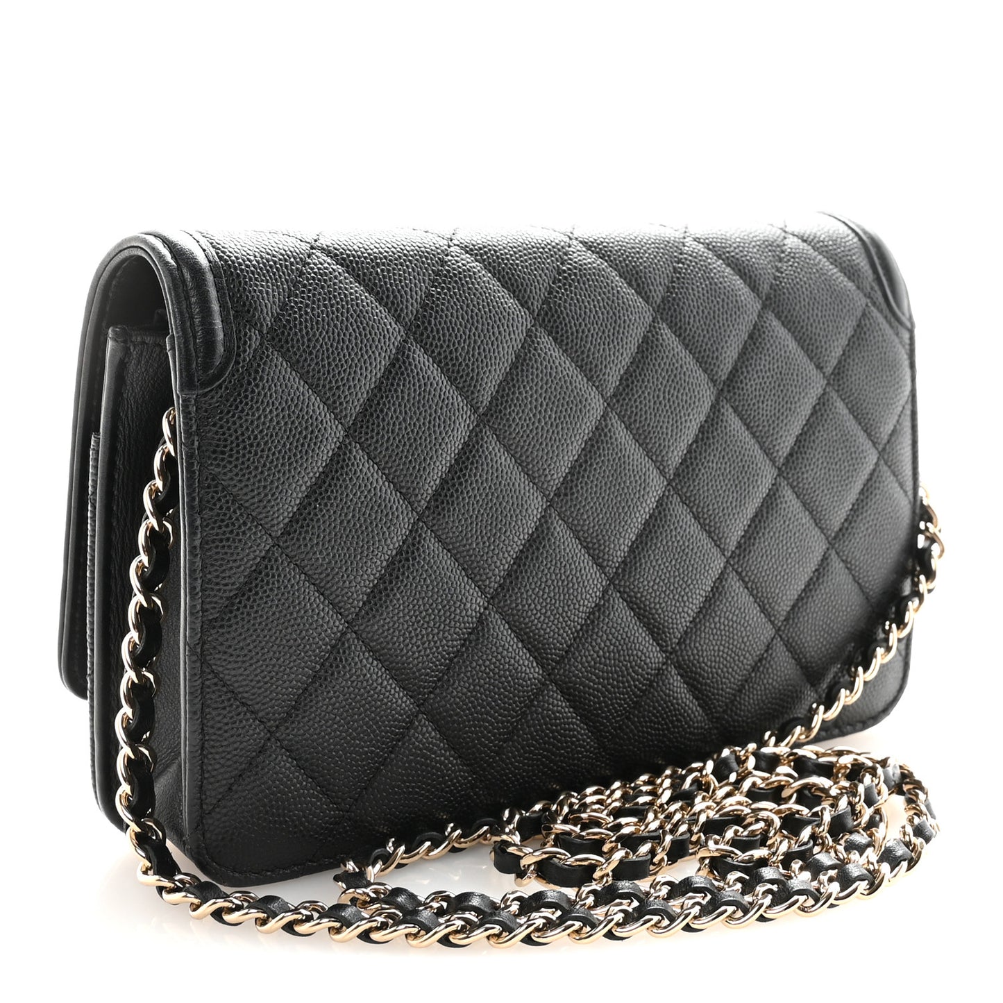 Caviar Quilted CC Filigree Wallet On Chain WOC Black