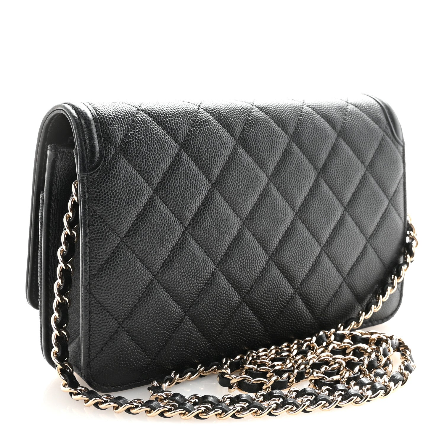 Chanel Caviar Quilted CC Filigree Wallet On Chain WOC Black 3 of 11