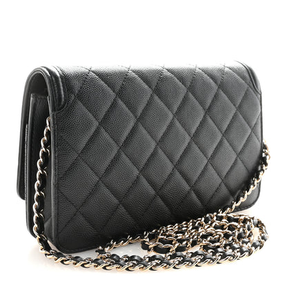 Chanel Caviar Quilted CC Filigree Wallet On Chain WOC Black 3 of 11
