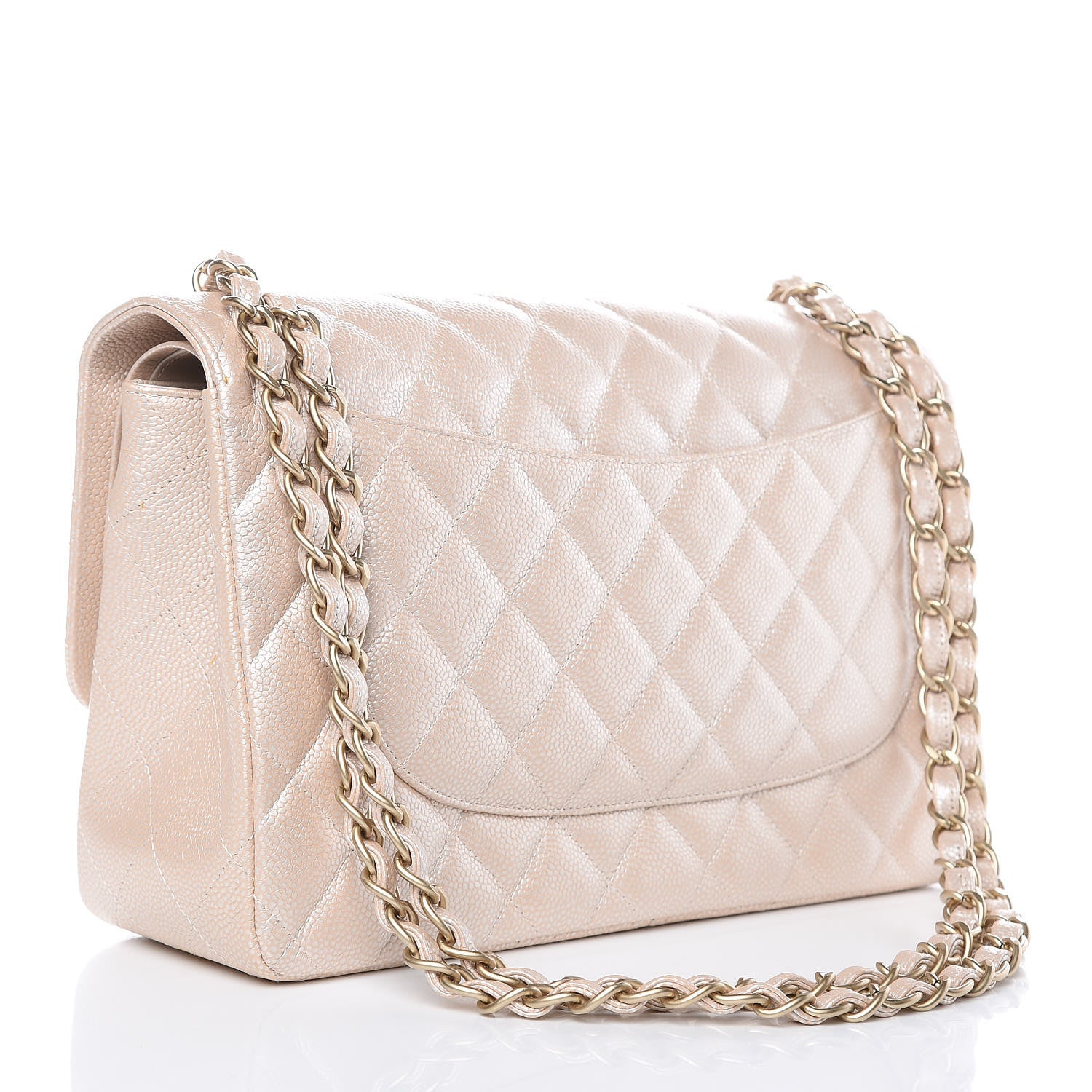 Chanel Pearly Caviar Quilted Jumbo Double Flap Light Beige 3 of 15