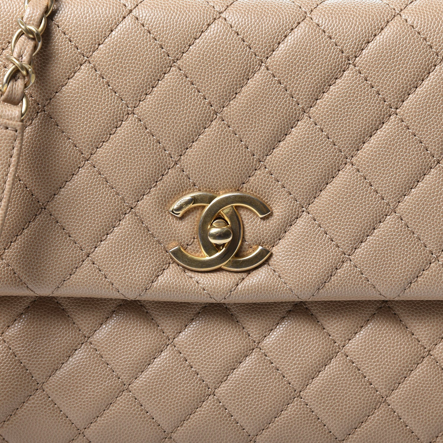Chanel Caviar Quilted Medium Coco Handle Flap Light Beige 10 of 10