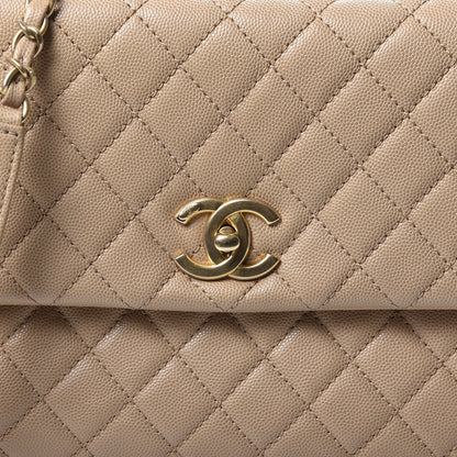 Chanel Caviar Quilted Medium Coco Handle Flap Light Beige 10 of 10