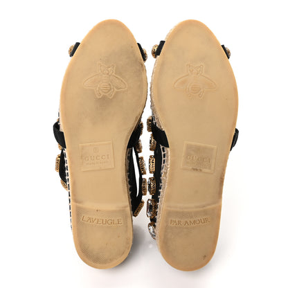 Gucci Canvas Crystal Embellished Espadrilles 36 Black 6 of 10