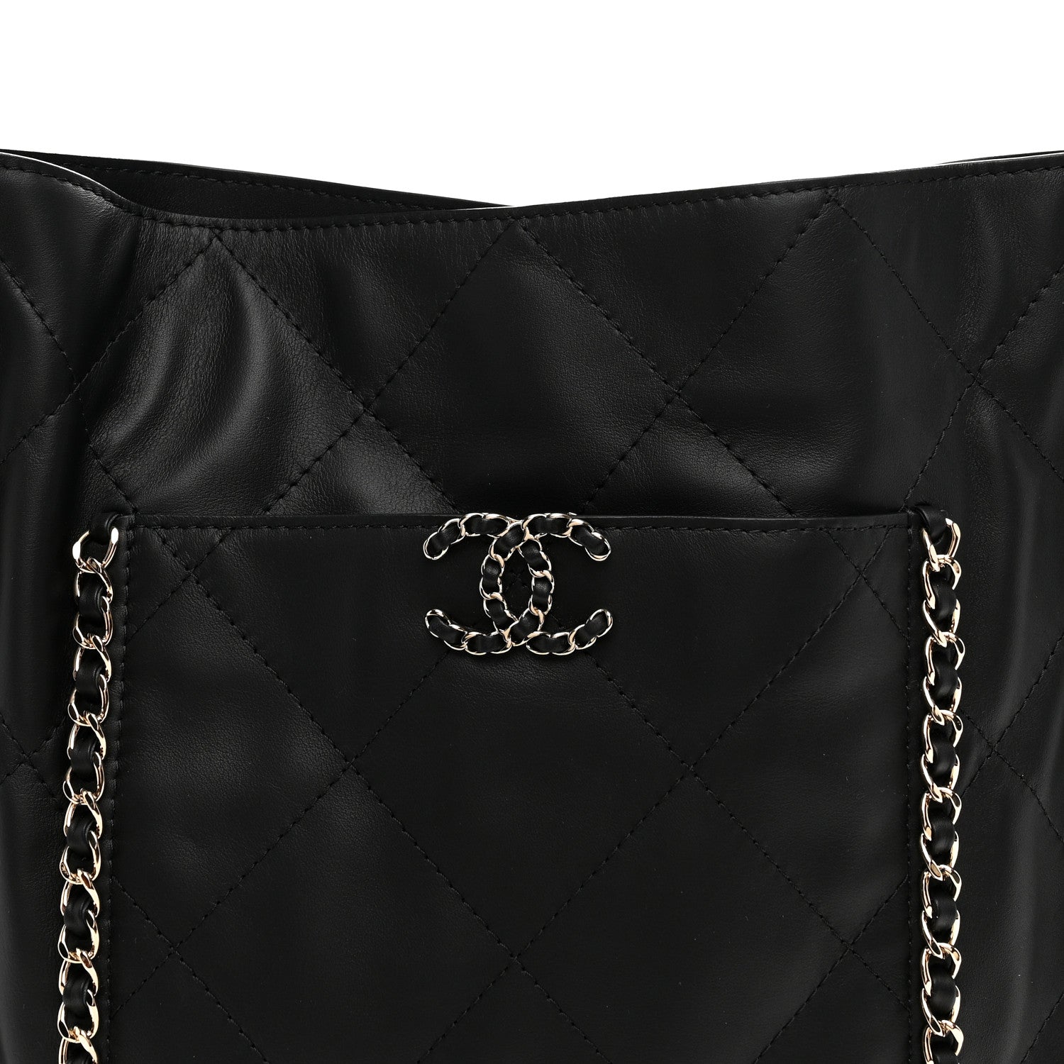 Chanel Calfskin Quilted Chain Flat Tote Black 8 of 11