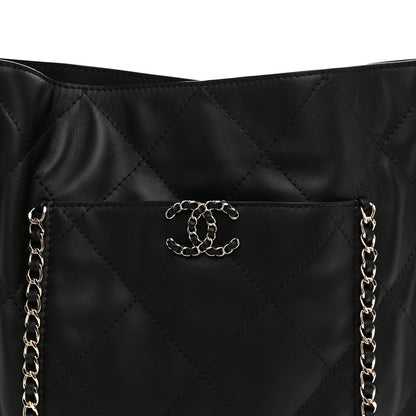 Chanel Calfskin Quilted Chain Flat Tote Black 8 of 11