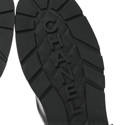 Chanel Calfskin Knit CC Short Boots 37 Black 6 of 11