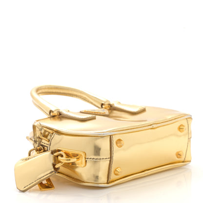 Prada Metallic Vitello Mini Top Handle Crossbody Bag Platino 3 of 9