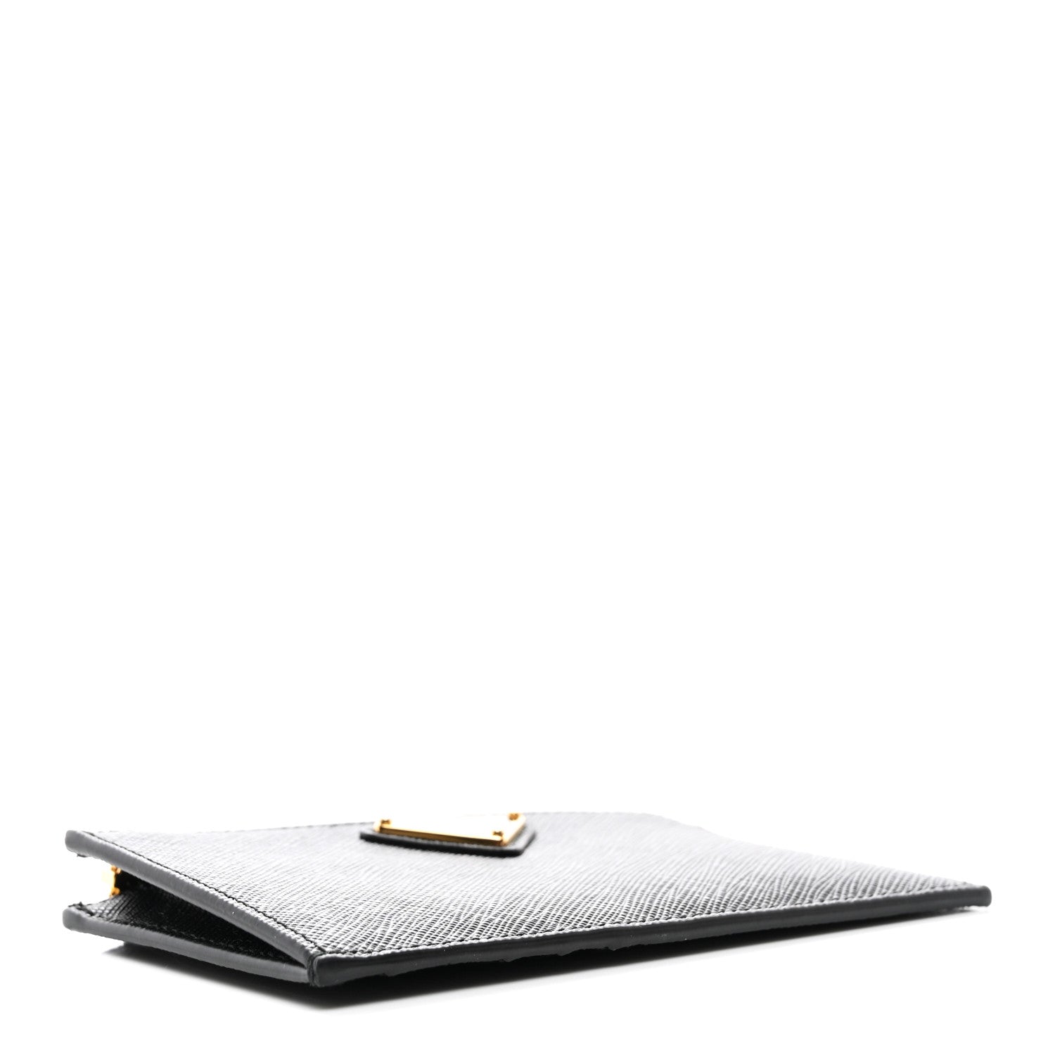 Prada Saffiano Triangle Zip Card Holder Black 4 of 8