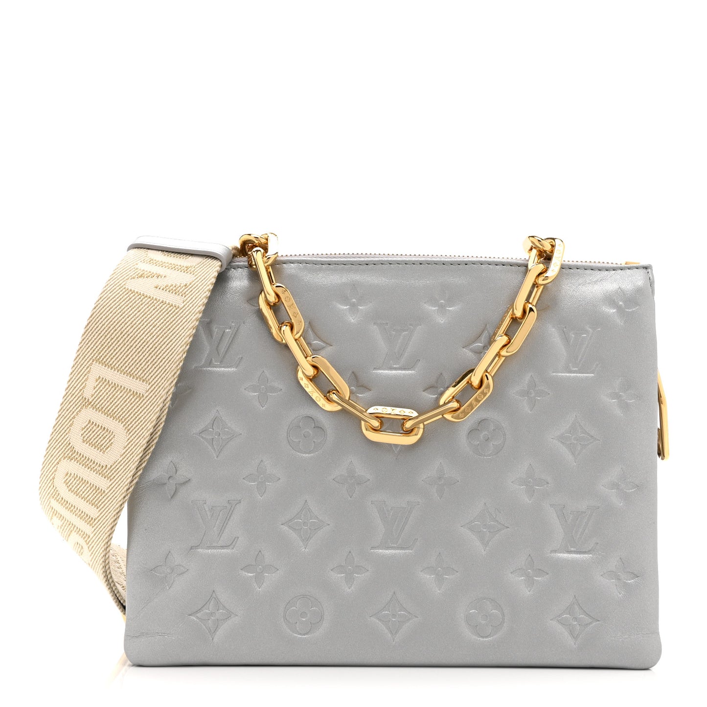 Lambskin Embossed Monogram Coussin PM Silver