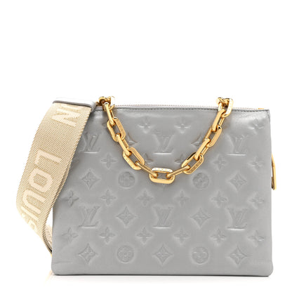 Louis Vuitton Lambskin Embossed Monogram Coussin PM Silver 1 of 9