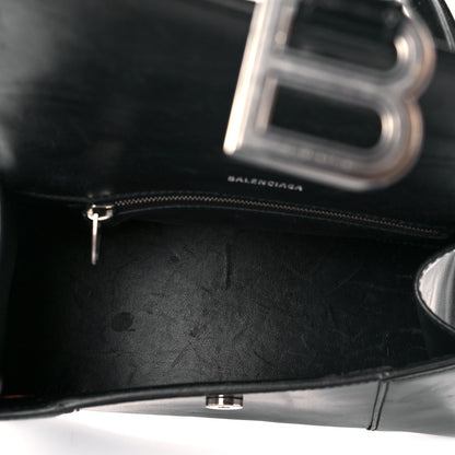 Balenciaga Shiny Box Calfskin Graffiti Logo Small Hourglass Top Handle Bag Black Silver 5 of 11