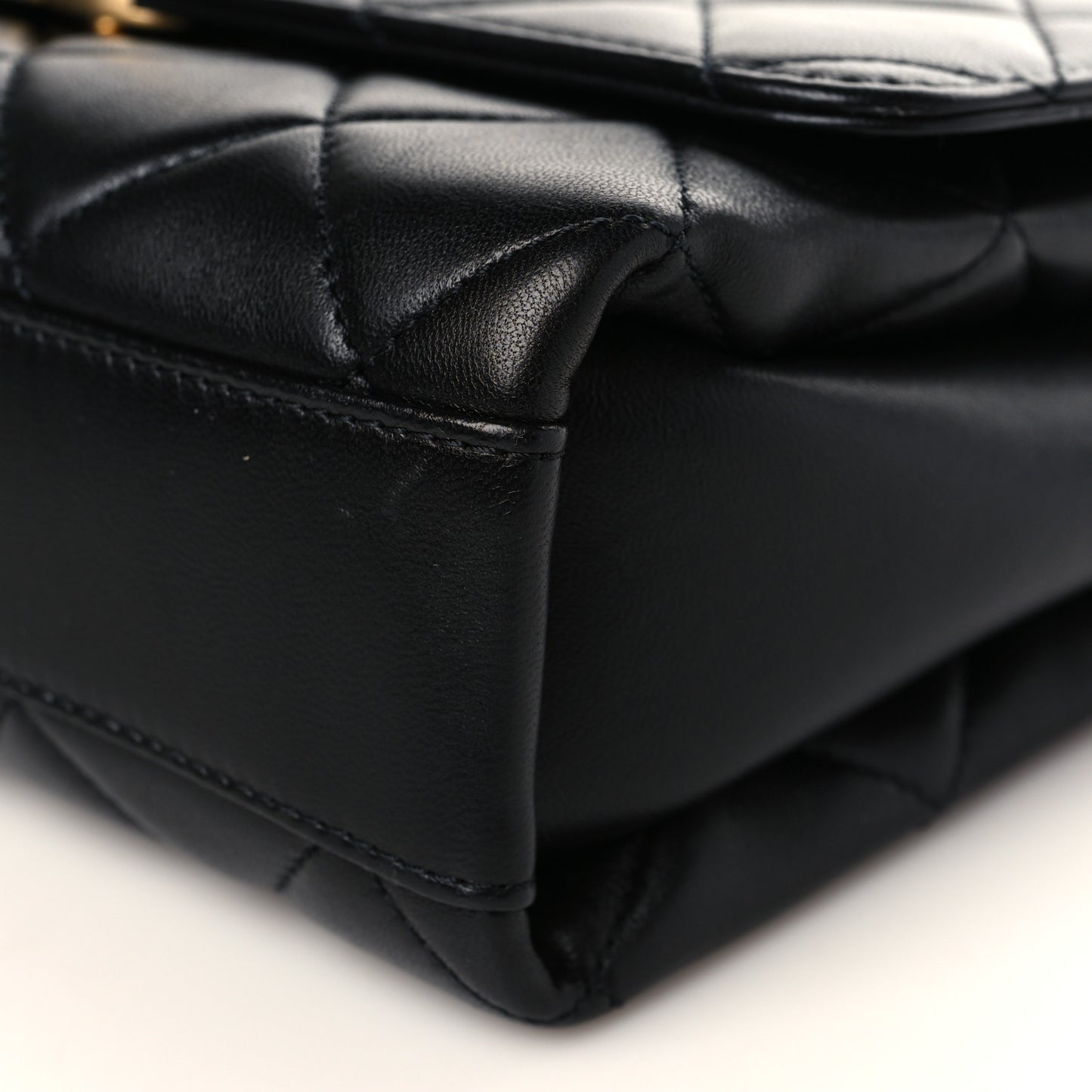 Lambskin Quilted Small CC Crystal Logo Chain Flap Black