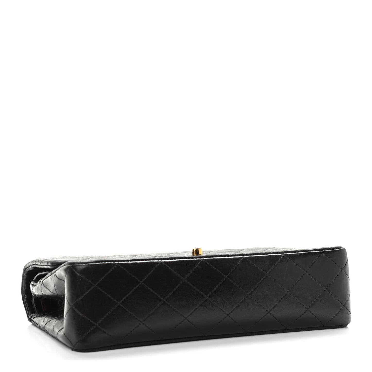 Lambskin Quilted Medium Double Flap Black