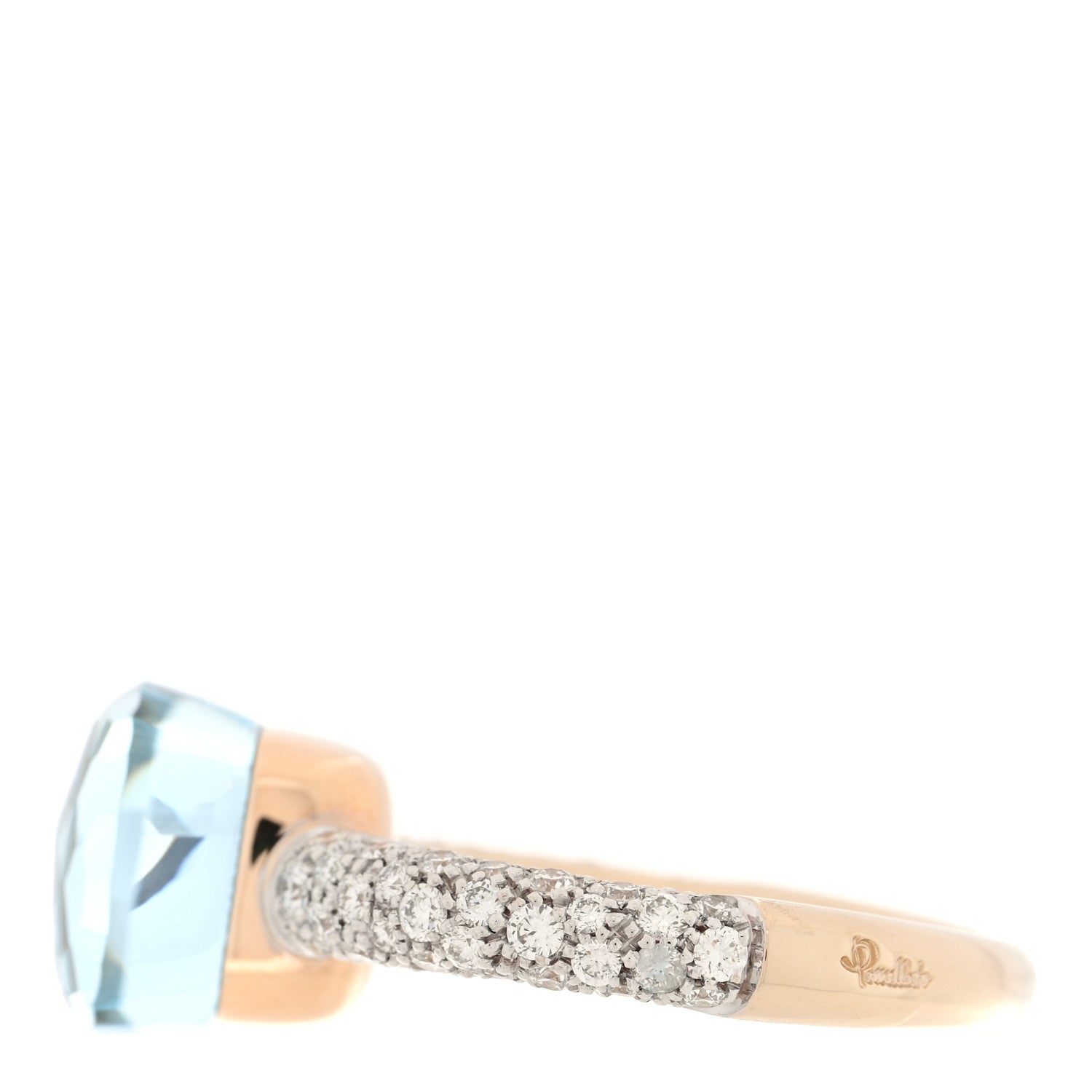 Pomellato 18K Rose White Gold Diamond Blue Topaz Agate Classic Nudo Ring 56 7.5 4 of 6