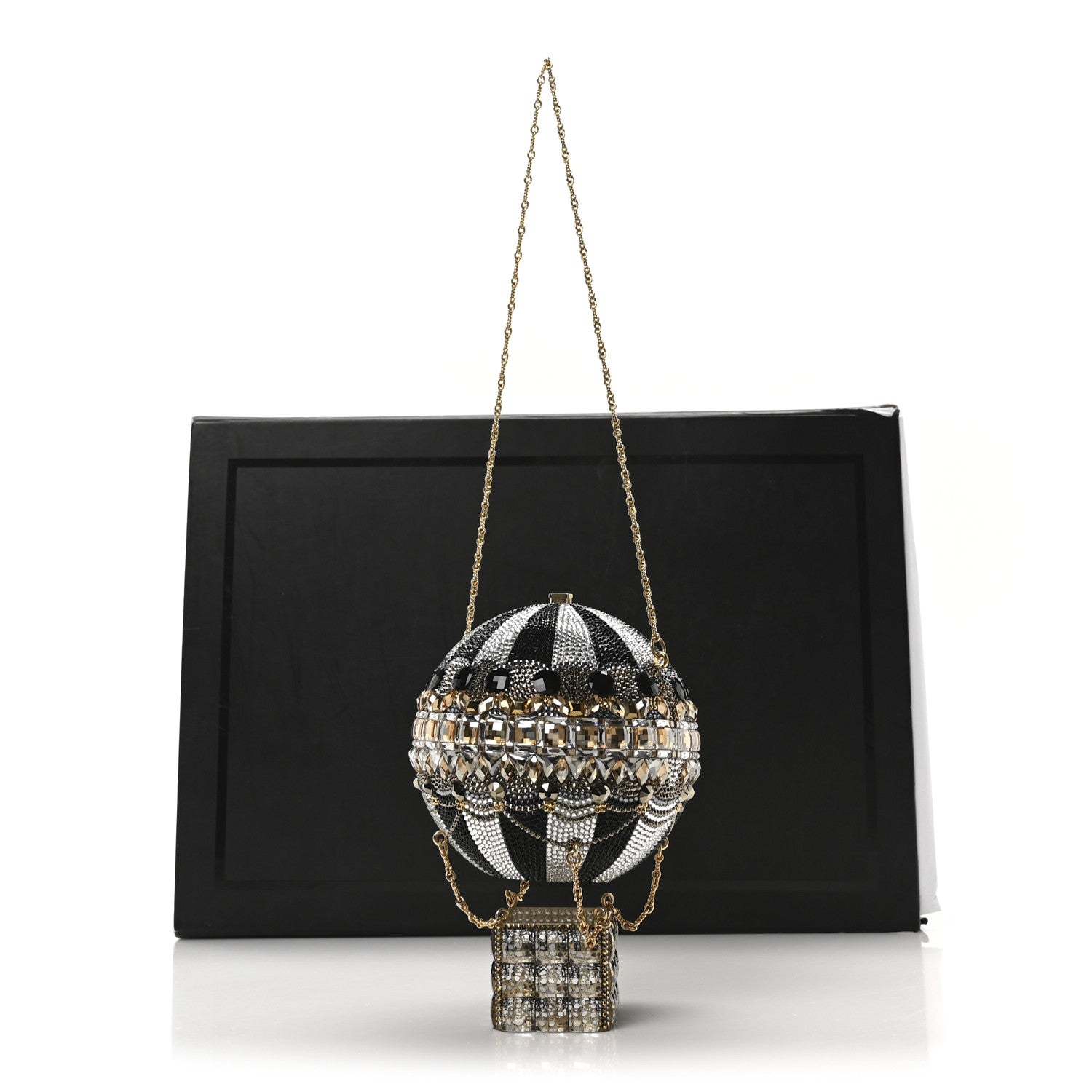 Judith Leiber Crystal Pearl Amelia Hot Air Balloon Minaudiere Clutch Gold 10 of 10
