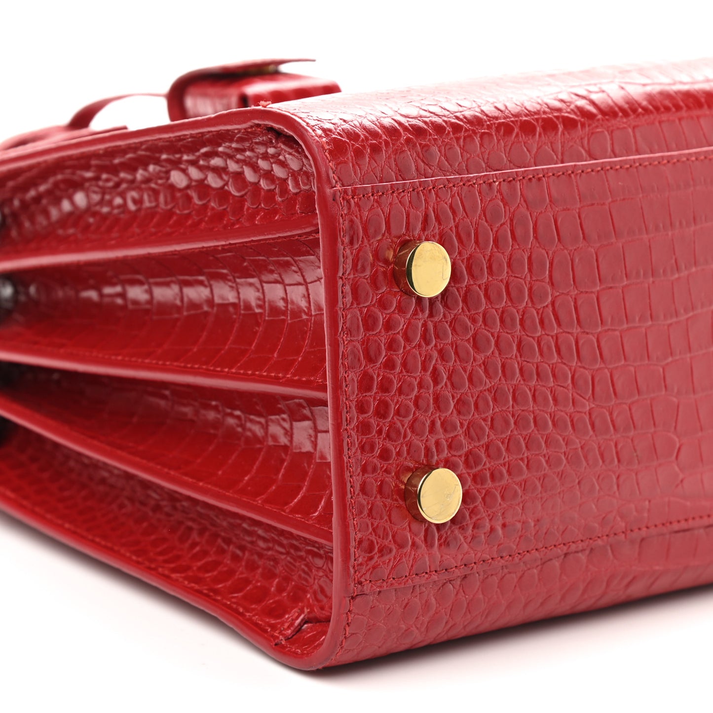 Calfskin Crocodile Embossed Baby Sac De Jour Red