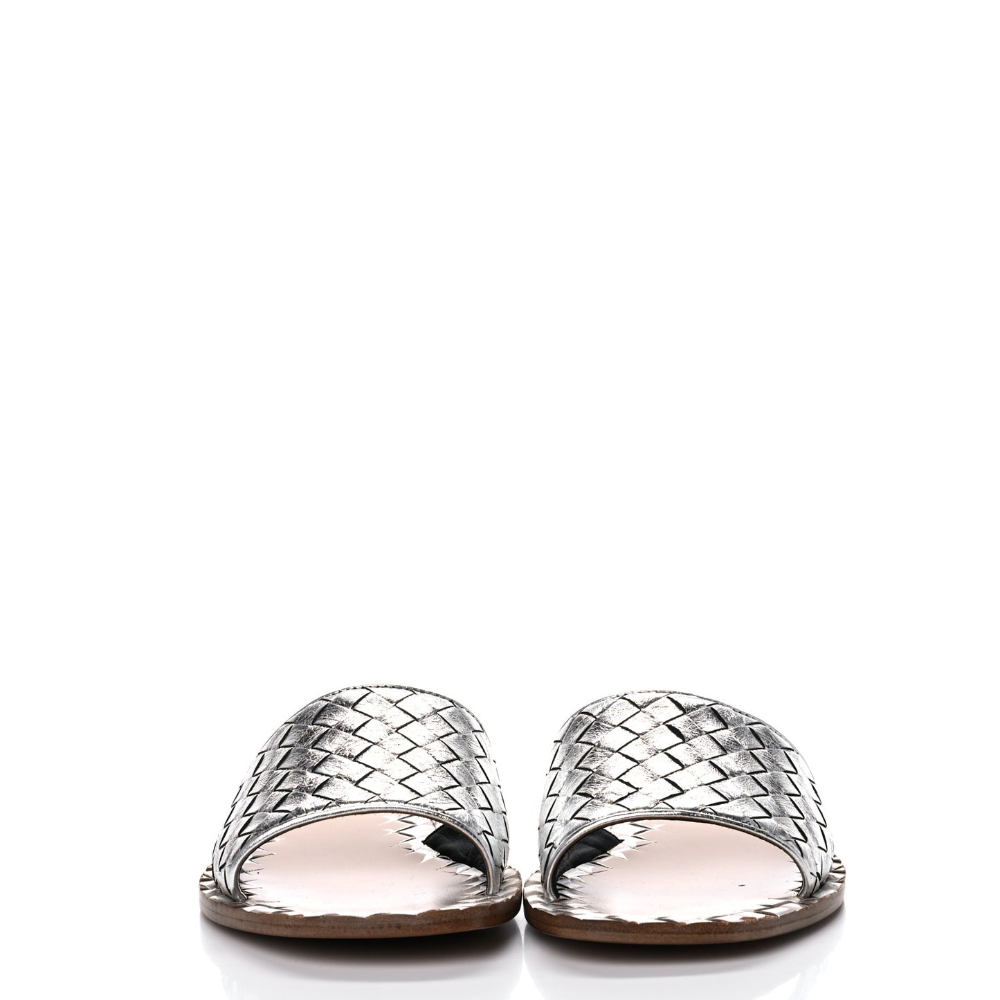 Nappa Intrecciato Flat Sandals 36 Silver