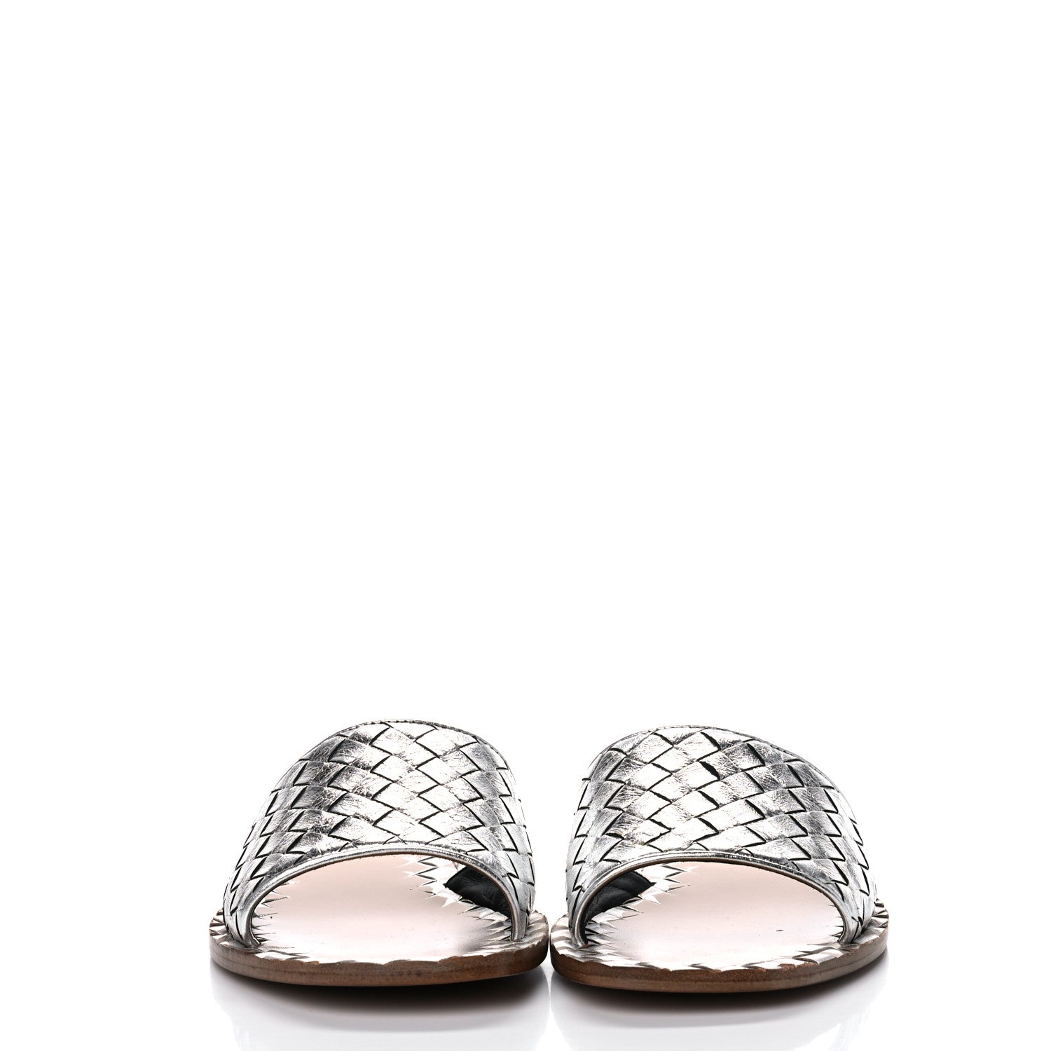Bottega Veneta Nappa Intrecciato Flat Sandals 36 Silver 2 of 16