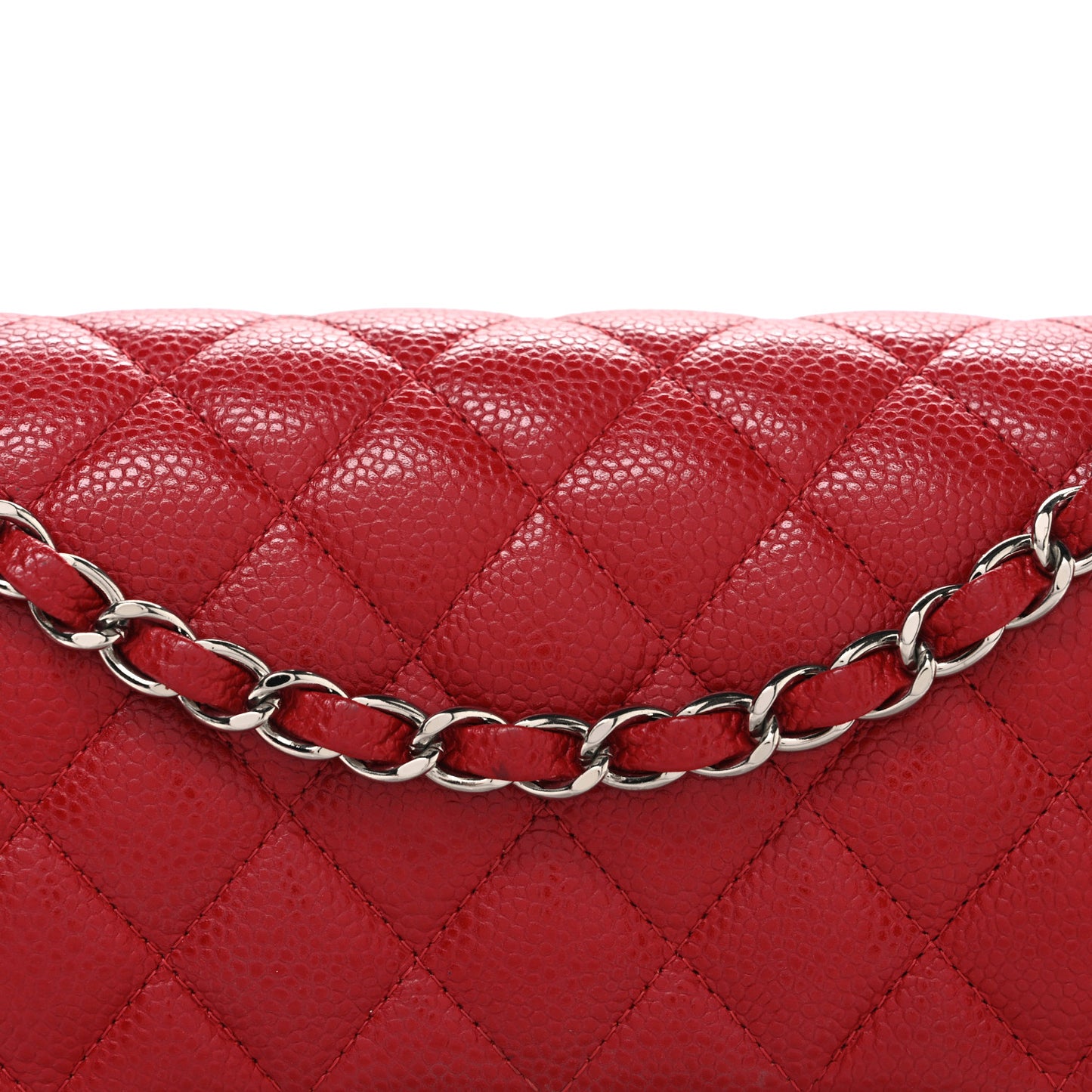 Caviar Quilted Medium Double Flap Red