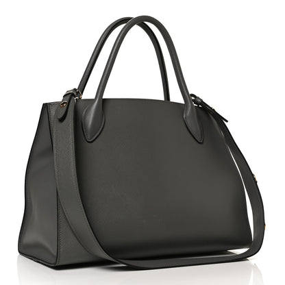 Prada Saffiano Cuir Calfskin Medium Monochrome Top Handle Tote Talco 3 of 12