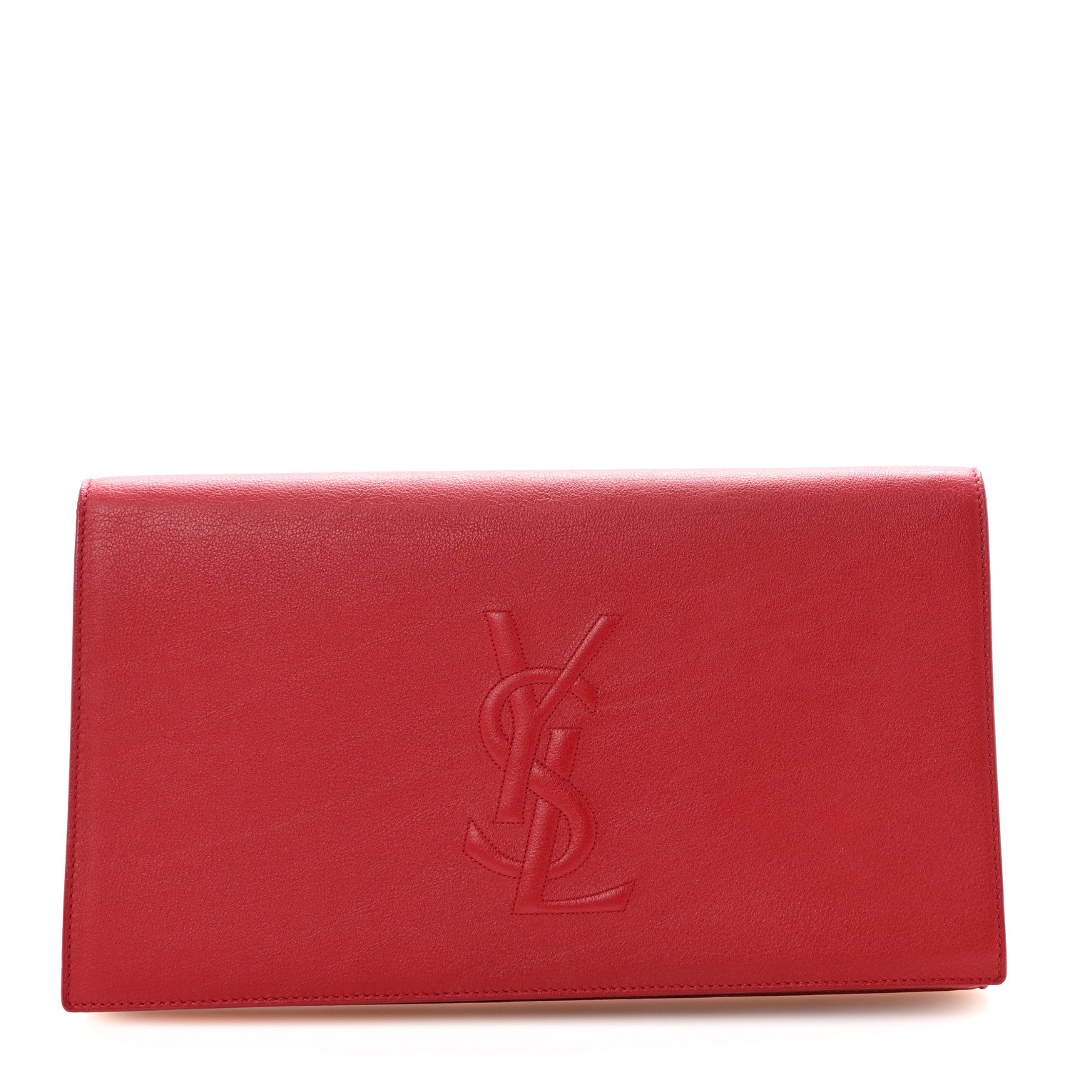 Saint Laurent Calfskin Monogram Large Belle De Jour Clutch Red 1 of 6