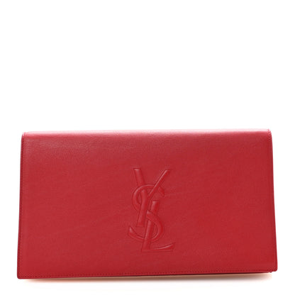 Saint Laurent Calfskin Monogram Large Belle De Jour Clutch Red 1 of 6