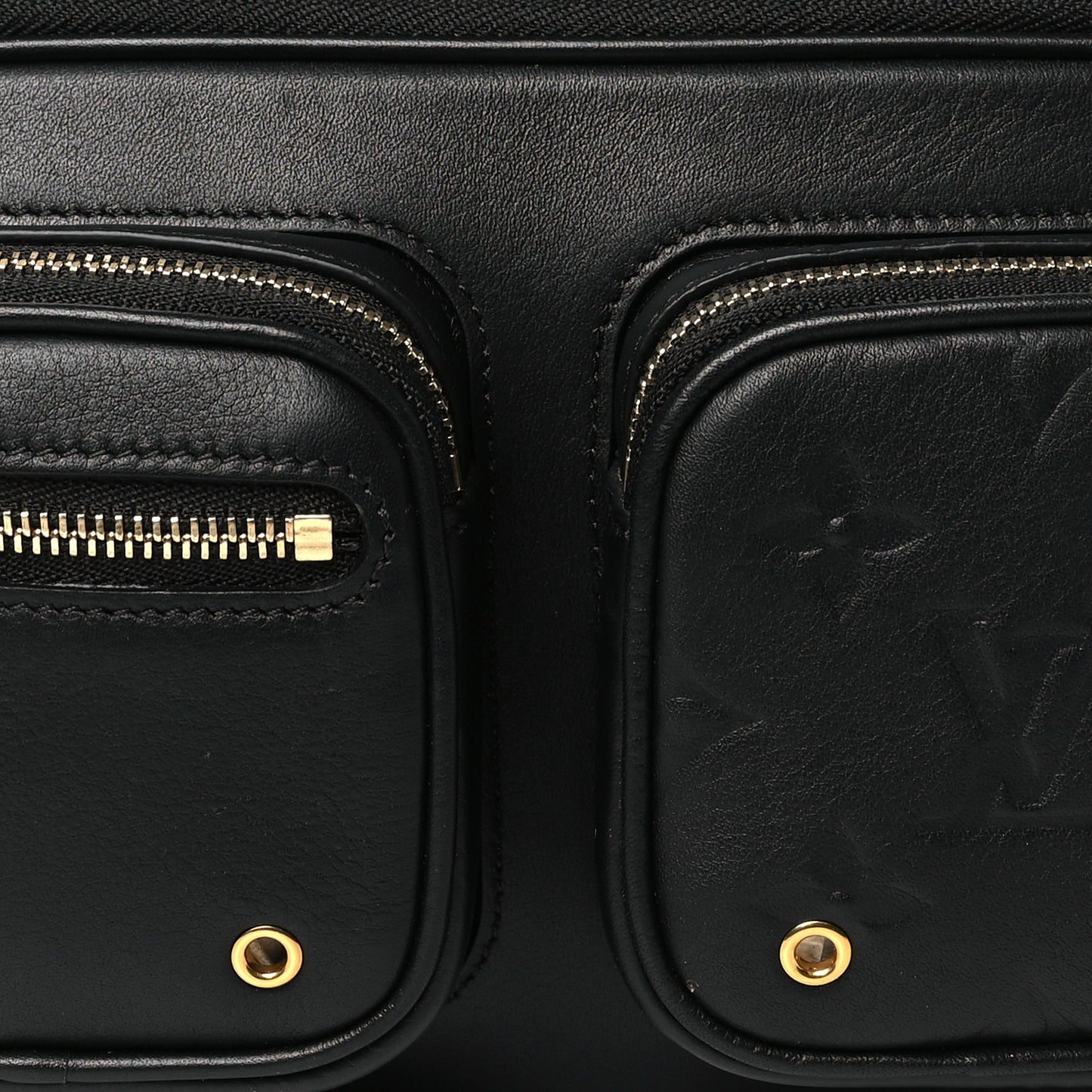 Calfskin Monogram Embossed Utility Crossbody Black