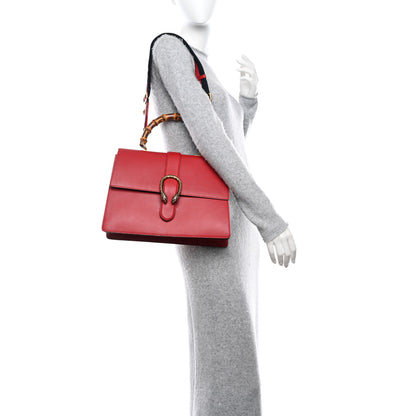 Gucci Moon Calfskin Web Large Dionysus Bamboo Top Handle Bag Hibiscus Red 2 of 12