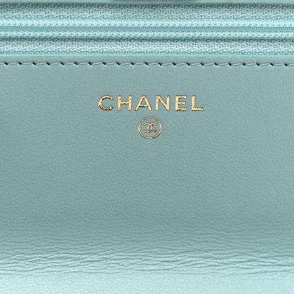 Chanel Lambskin Quilted Trendy CC Wallet On Chain WOC Light Blue 6 of 12