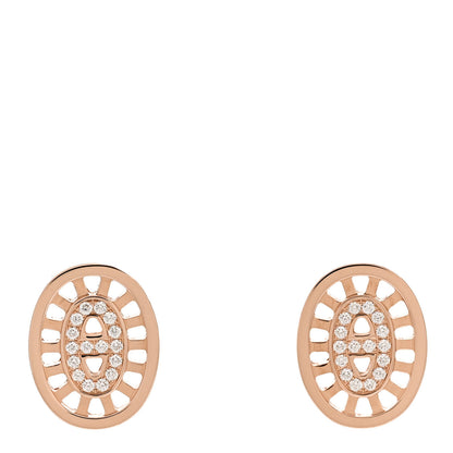 Hermes 18K Rose Gold Diamond Chaine d'Ancre Divine Stud Earrings 1 of 5