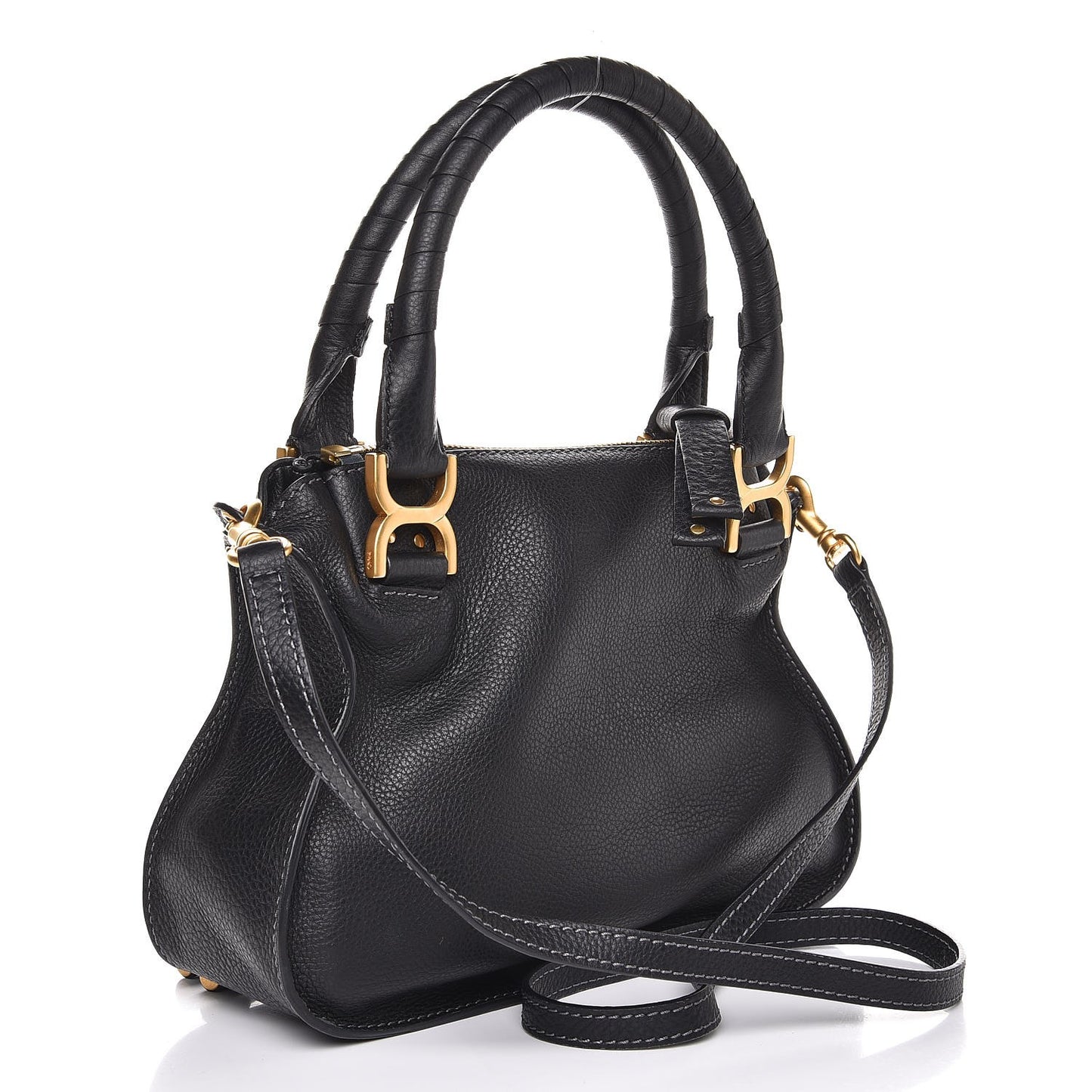 Calfskin Small Marcie Satchel Black
