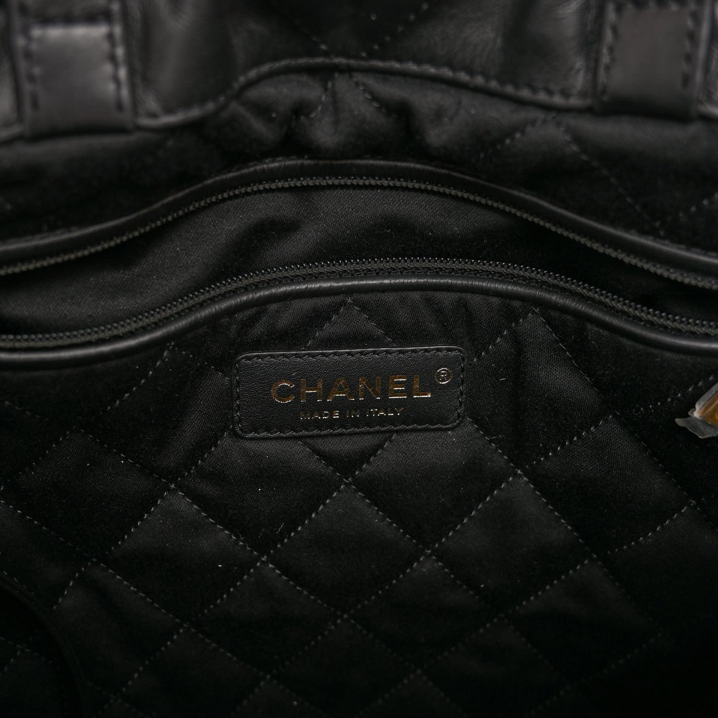 Shiny Calfskin Quilted 22 Backpack Black