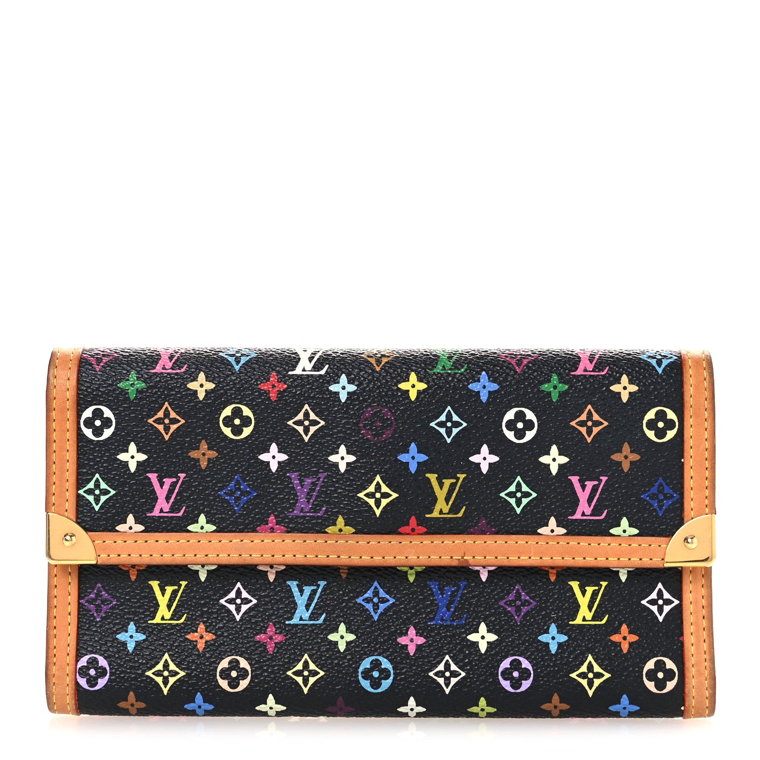 Louis Vuitton Monogram Multicolor Porte Tresor International Wallet Black 1 of 8