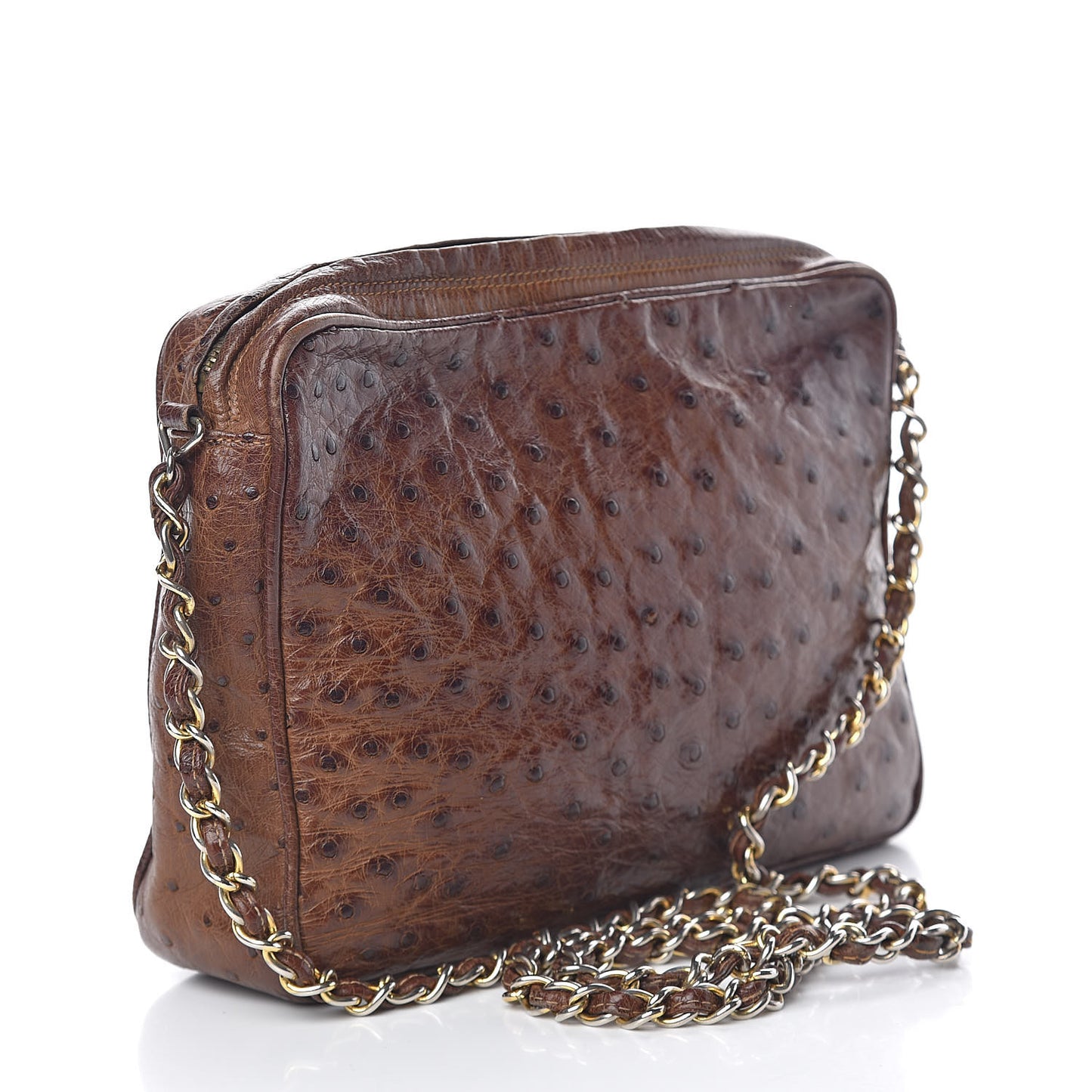 Ostrich Tassel Camera Case Brown