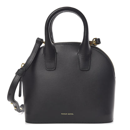 Mansur Gavriel Vegetable Tanned Calfskin Mini Round Top Handle Bag Black Flamma 1 of 11