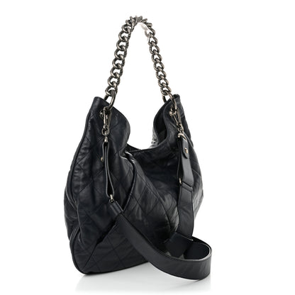 Chanel Calfskin Coco Pleats Hobo Dark Blue 3 of 13