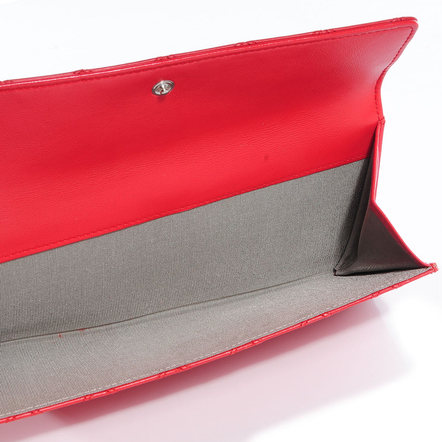 Lambskin Diamond Stitched Long Flap Wallet Red