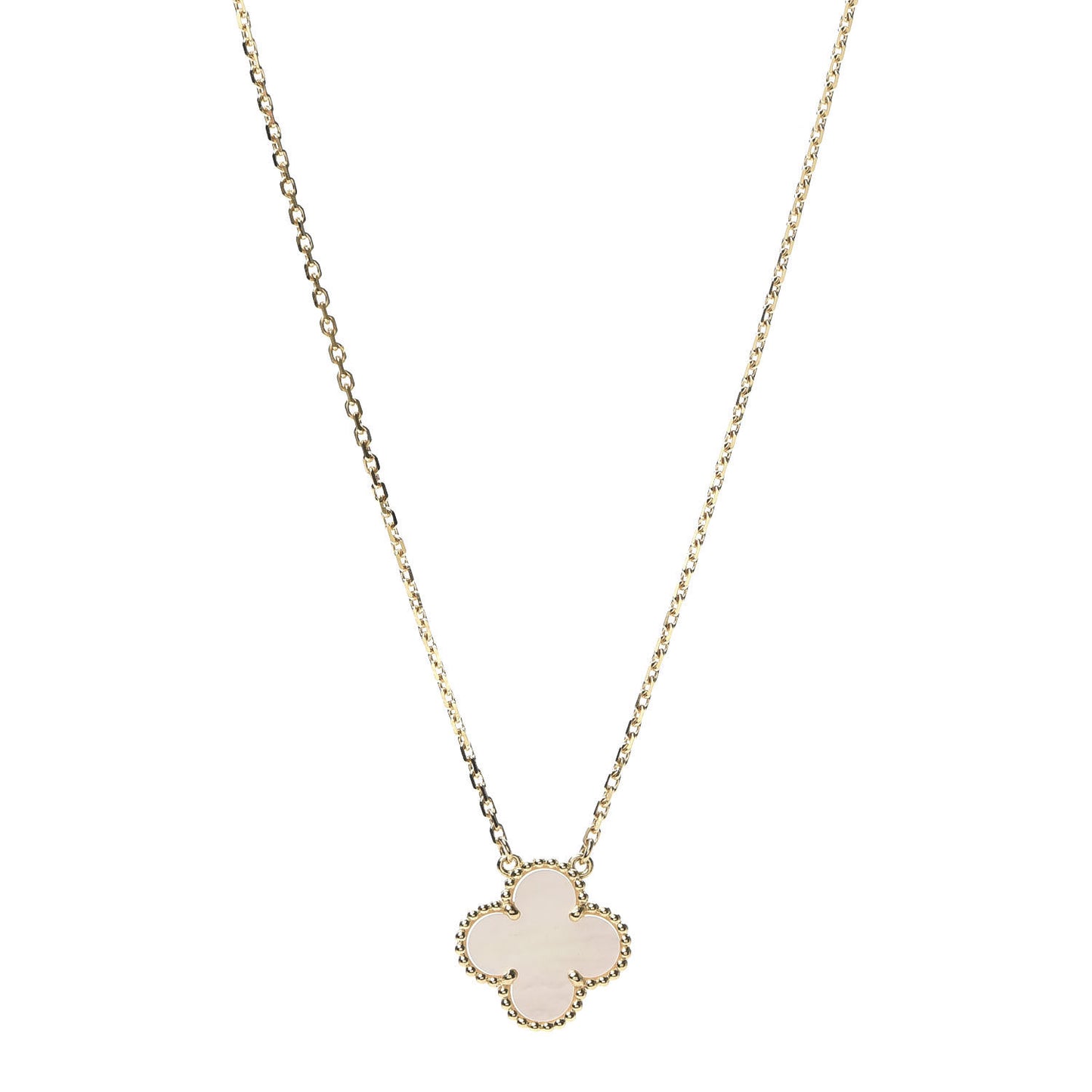 18K Yellow Gold Mother of Pearl Vintage Alhambra Pendant Necklace