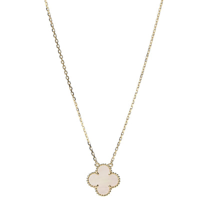 Van Cleef & Arpels 18K Yellow Gold Mother of Pearl Vintage Alhambra Pendant Necklace 1 of 8