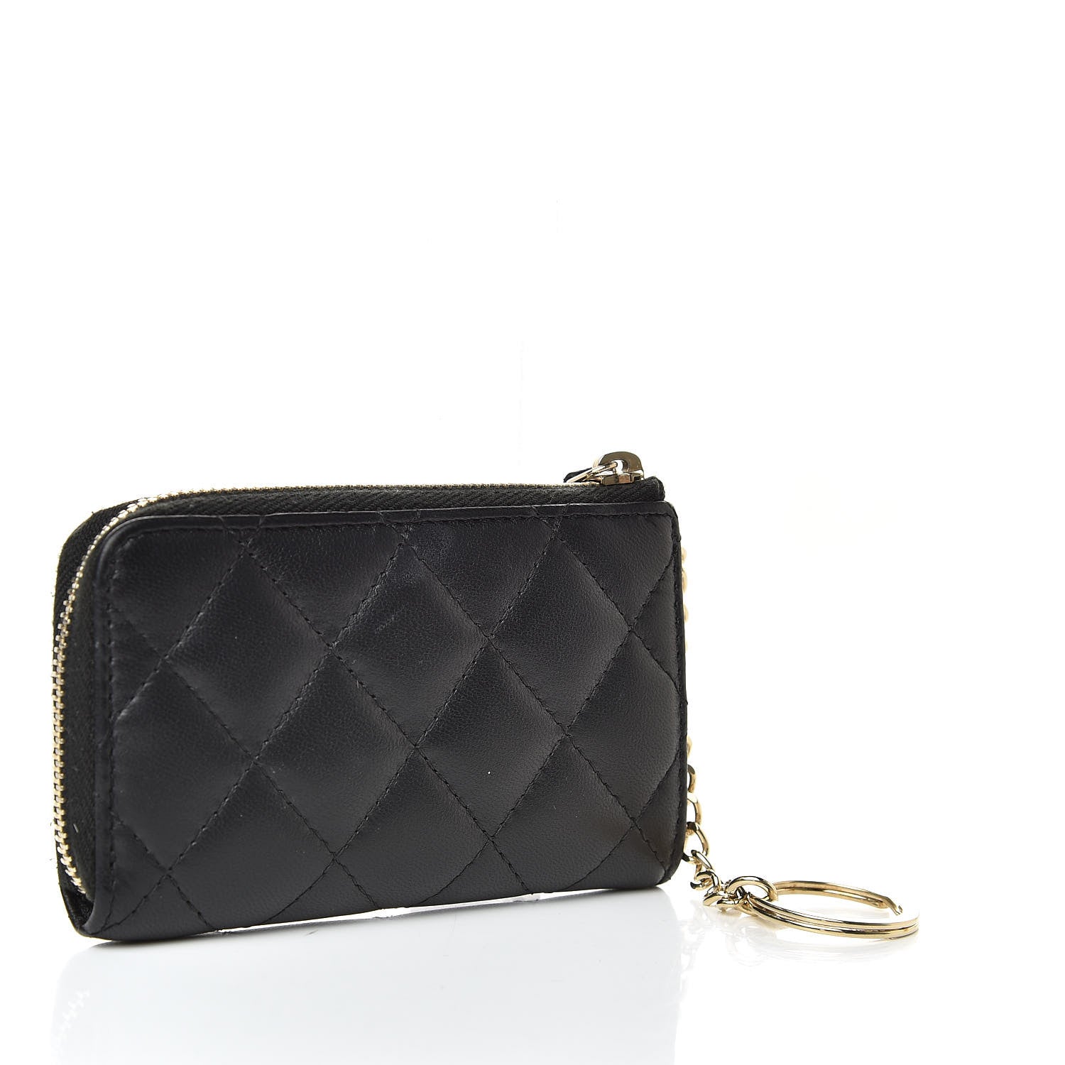 Chanel Lambskin Quilted Key Holder Case Black 3 of 8